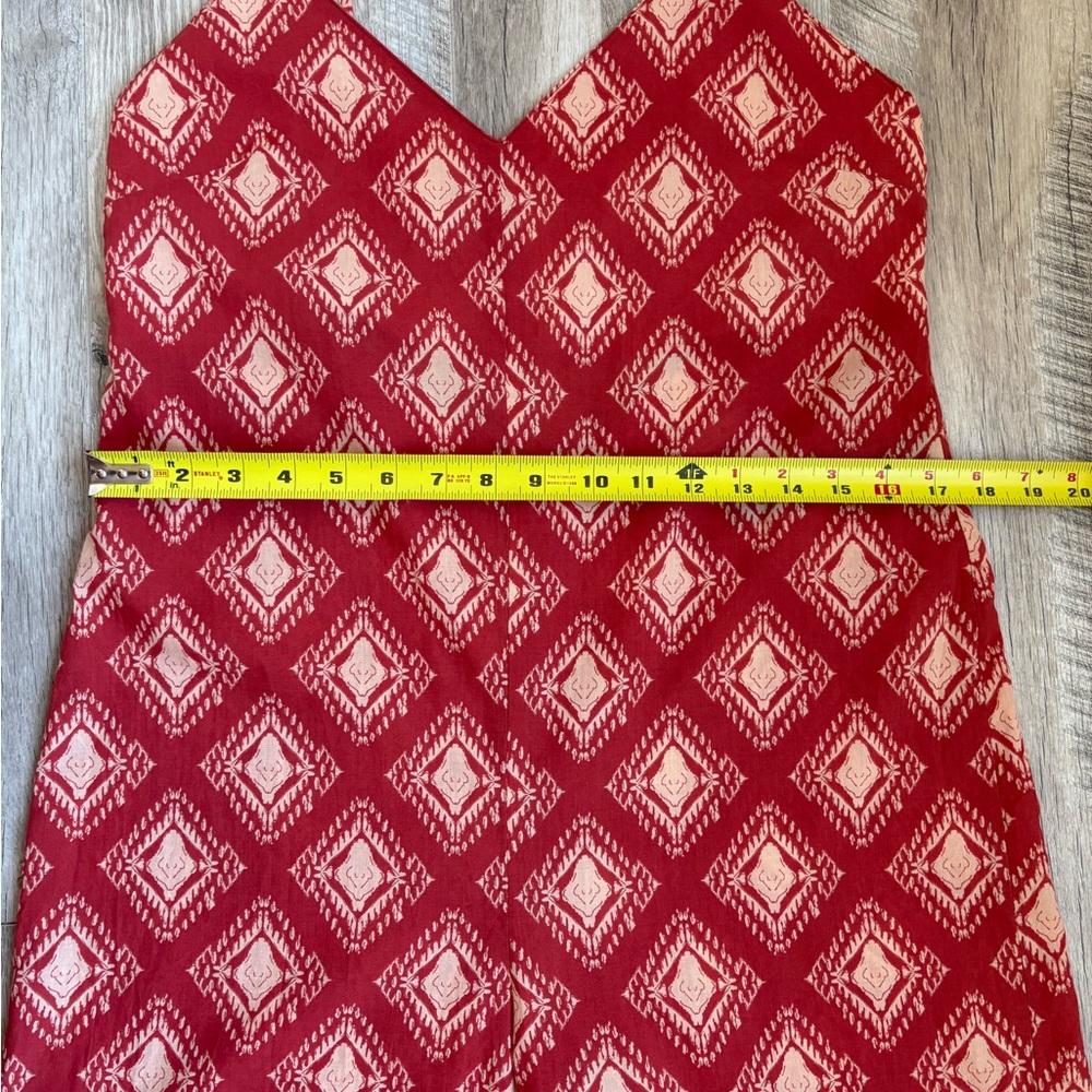 Zara Jami Jumpsuit 100% Cotton Terracotta and Cream Open Back Wide Leg - Picture 11 of 15